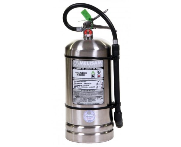 6 LTS. EXTINTOR MANUAL EN ACERO INOXIDABLE PARA COCINA "AK